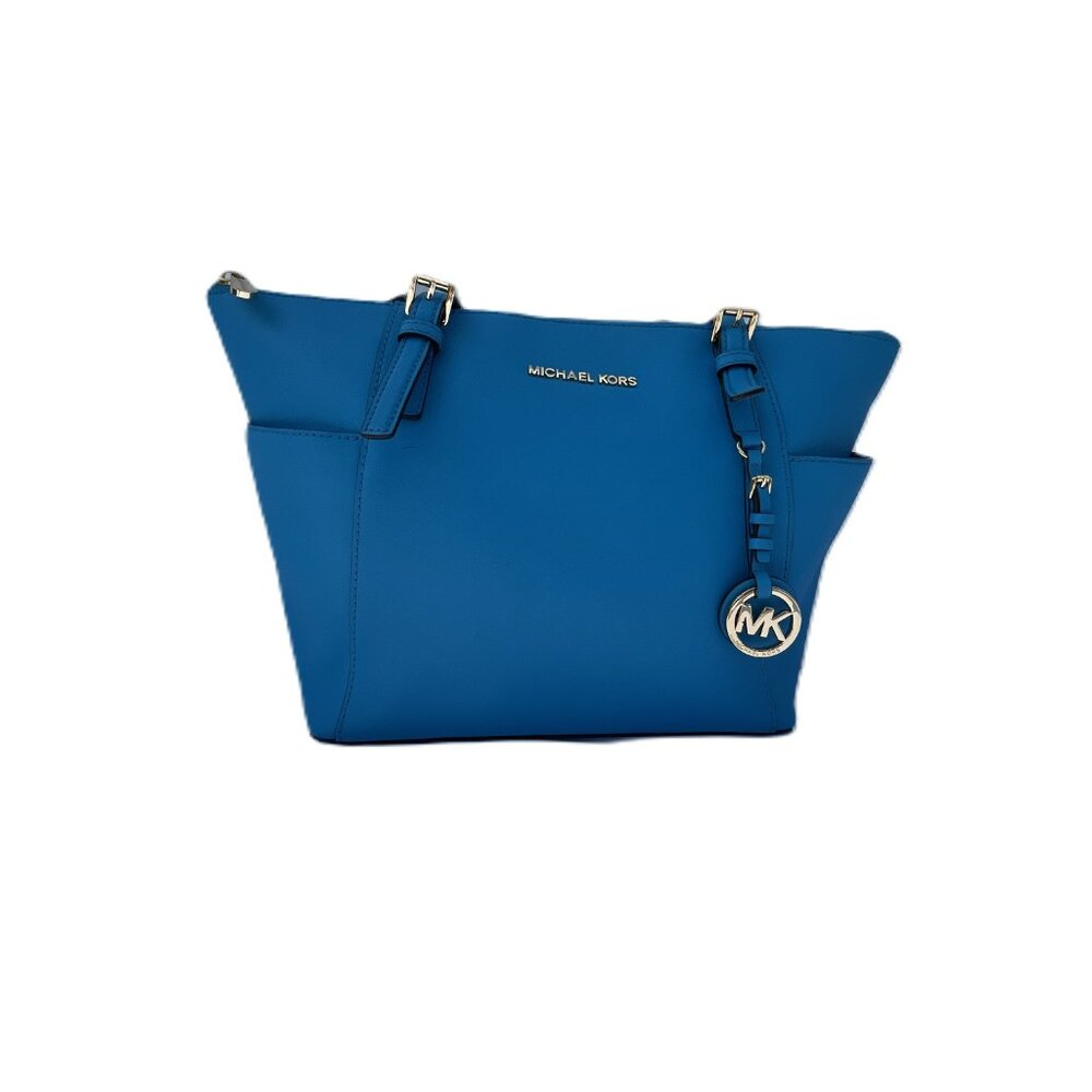 Michael Kors Blue Leather Shoulder Bag with Gold Hardware - Picture 4 of 13